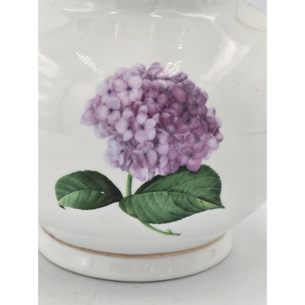 Purple Hydrangea Porcelain Flower Vase Gold Trim Lattice‎ Neck - Picture 9 of 14